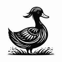 Black a duck silhouette vector illustration on white background