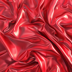 Obraz premium Luxurious soft draped red satin fabric with smooth texture, elegant and shiny material.