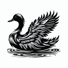 Black a duck silhouette vector illustration on white background