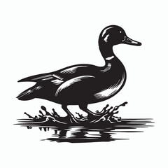 Black a duck silhouette vector illustration on white background