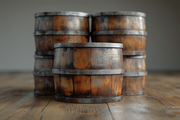 wooden barrel with wine