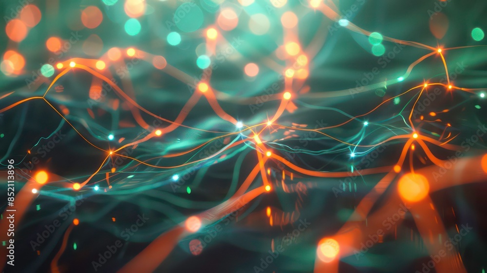 Poster glowing nodes and lines: incorporate glowing nodes and connecting lines to add a sense of energy and