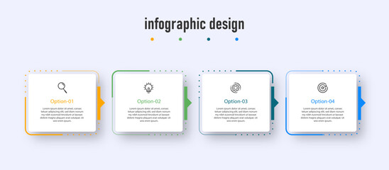 Business infographics template. timeline with 4 steps, options. can be used for workflow diagram, info chart, web design. vector illustration.	