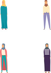 Vector illustrations showcasing four diverse women in casual outfits, with a minimalist style