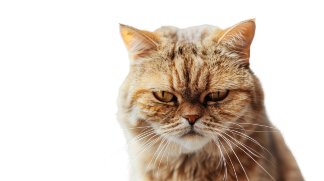 Angry cat on a transparent background