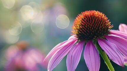 Purple coneflower close up in daylight