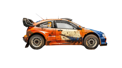 Rally car on a transparent background