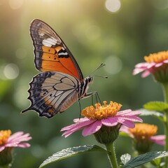 Obraz premium Vibrant Butterfly Elegance A Cinematic Morning in the Garden