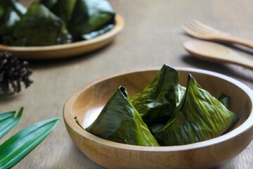 Bugis cake, traditional Indonesian food in the form of cake made from sticky rice flour filled with...