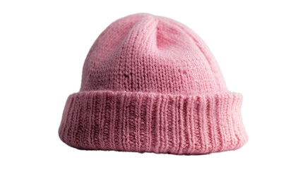 Pink woolen cap on a transparent background