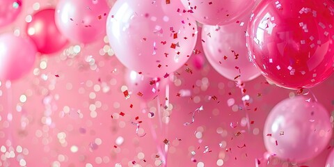 pink party concept with balloons