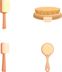 Collection of vector illustrations featuring various butter spreaders and a biscuit with a pat of butter