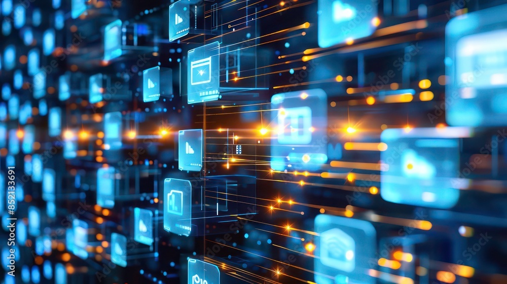 Poster file data transfer security and cyber security training for protecting business data. generative ai