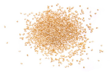 Amaranth pops, popped grains isolated on white background, top view