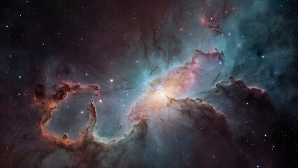 A glowing space nebula with stars