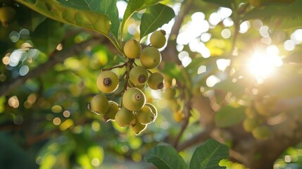 Unidentified fruits hanging from the tree