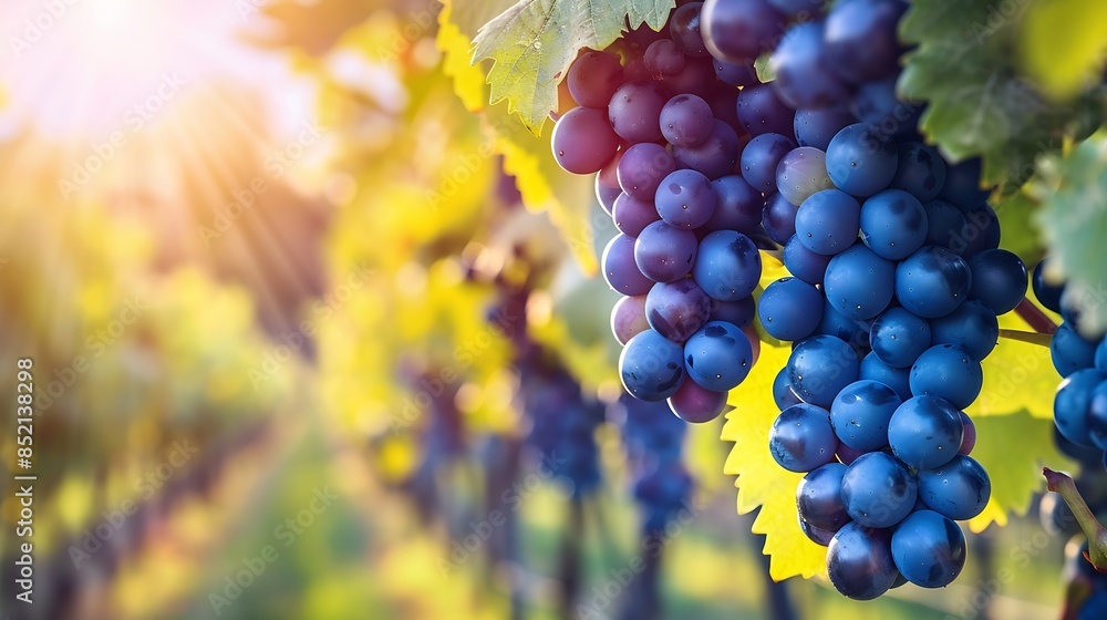 Poster close up of grapes hanging on branch hanging grapes grape farming grapes farm tasty green grape bunc