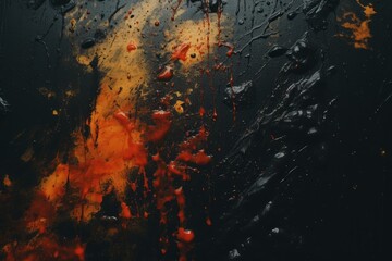 a black background with red and orange paint on it