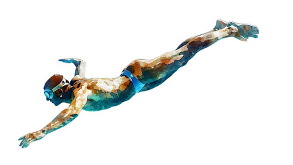 Illustration of a swimmer isolated on a transparent background, PNG 