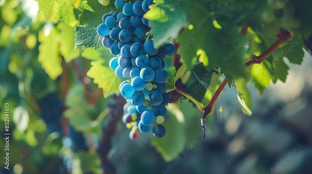 Poster close up of grapes hanging on branch hanging grapes grape farming grapes farm tasty green grape bunc