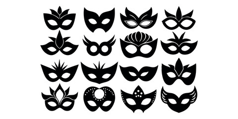 Beautiful carnival masks silhouettes for party, parade and carnival, for Mardi Gras and Halloween. Mask elements. Face mask  © LuisAlfonso