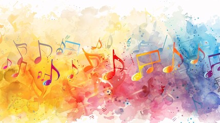 Colorful Watercolor Music Notes