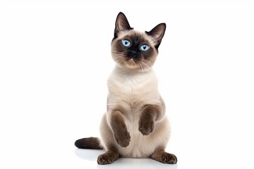 Siamese funny very cats of sitting isolated on white