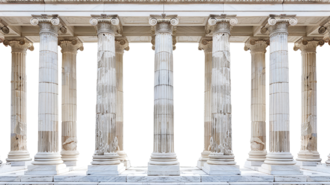 Greek columns on a transparent background