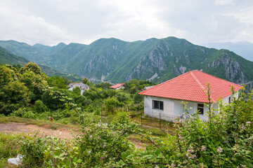 Farm in the hills of a Albanian mountain