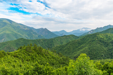 Naklejka premium Mountain landscape of North Albanian countryside