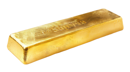 Gold bullion on a transparent background