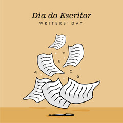 vector dia do escritor brazil writers day poster design