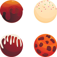 Delicious assorted chocolate truffles collection with a variety of gourmet confectionery sweets. Including dark. Milk. And white chocolates. Topped with pralines. Bonbons