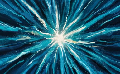 An abstract artwork featuring blue waves radiating from a central point, creating a dynamic and captivating design. Ideal for backgrounds, presentations, and modern art projects.