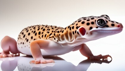 Obraz premium Leopard gecko on white background isolated, close up view 