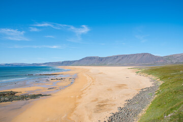 Raudasandur beach in the westfjords of Iceland