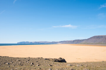 Raudasandur beach in the westfjords of Iceland