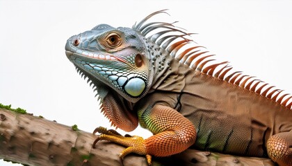 Fototapeta premium Iguana on white background (iguana crawfishidae) isolated, close up view