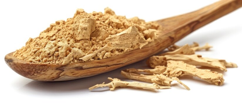 Close-up of Dried and Powdered Eleuthero Root