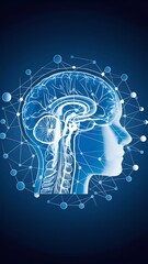 human head with brain in a vector art