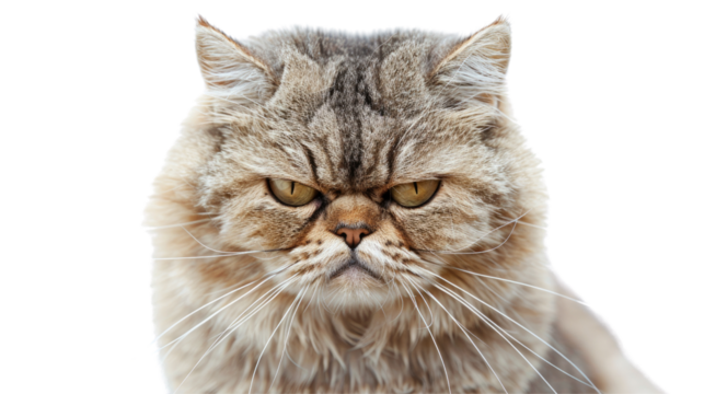 Angry cat on a transparent background