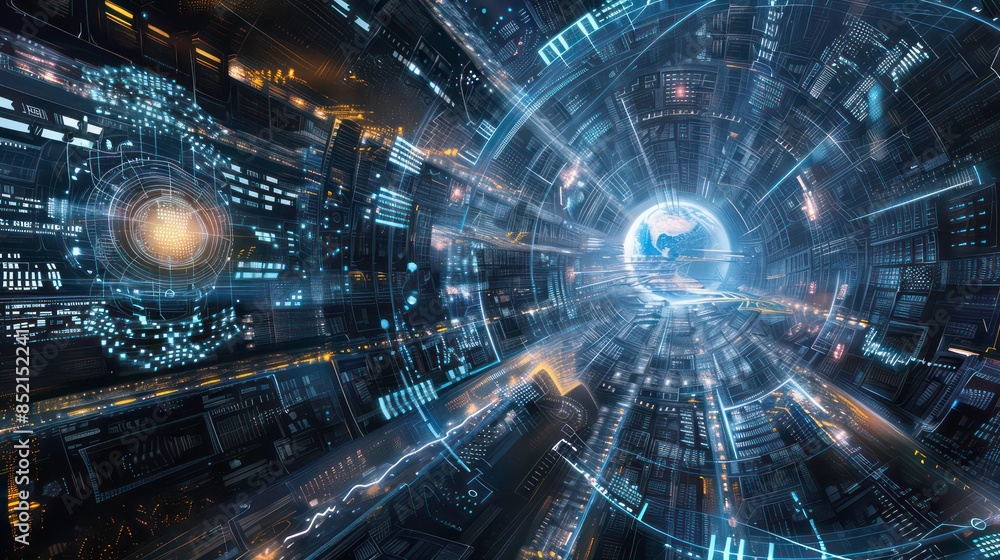Poster discover the fascinating world of cybersecurity art, merging hacker alerts and digital risks with th