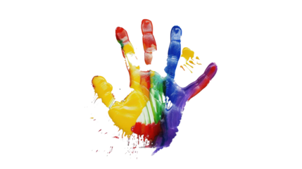 Colorful handprint on a transparent background