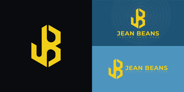 Abstract initial hexagon letters JB or BJ logo in yellow color isolated on multiple background colors. The logo is suitable for personal brand logo vector design illustration inspiration templates.