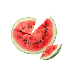 Juicy watermelon with sliced isolated on transparent background.