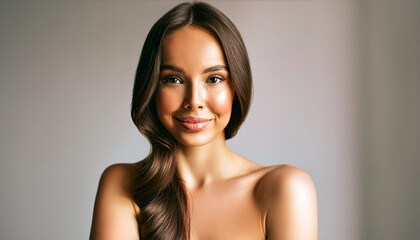 Naklejka premium Collection of Professional Studio Portraits of Women with Natural Beauty and Radiant Skin