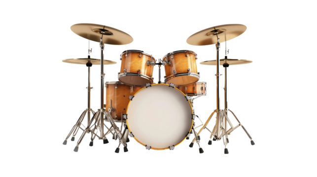 Realistic set drum isolated on transparent background.