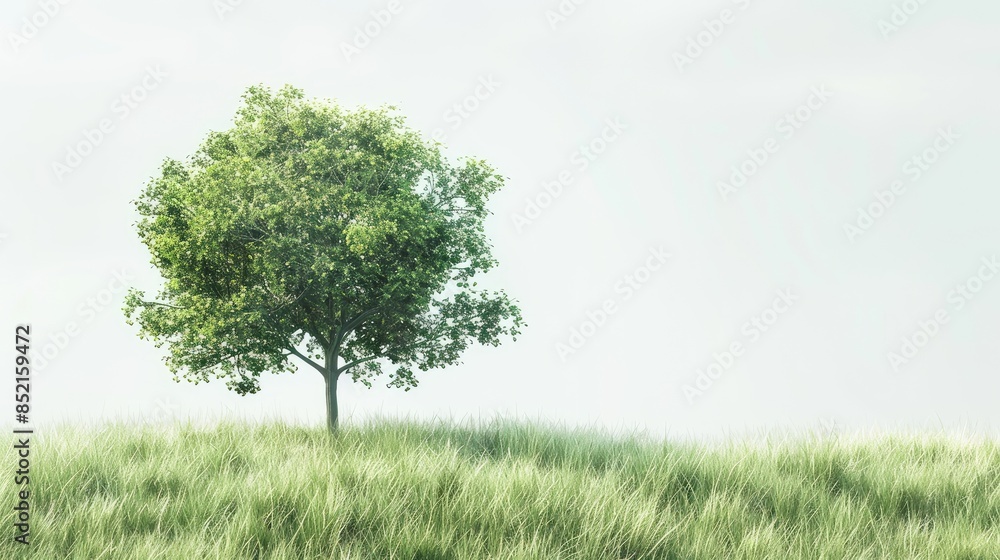 Poster a single tree stands alone its background removed to serve as a graphic element for embellishing des