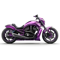 Purple motorcycle on white background