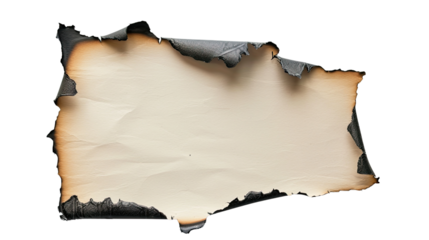 Burning paper on a transparent background